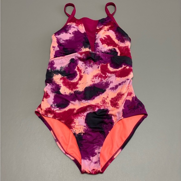 NIKE swimsuit Printed Mesh Inset size large - Picture 1 of 7